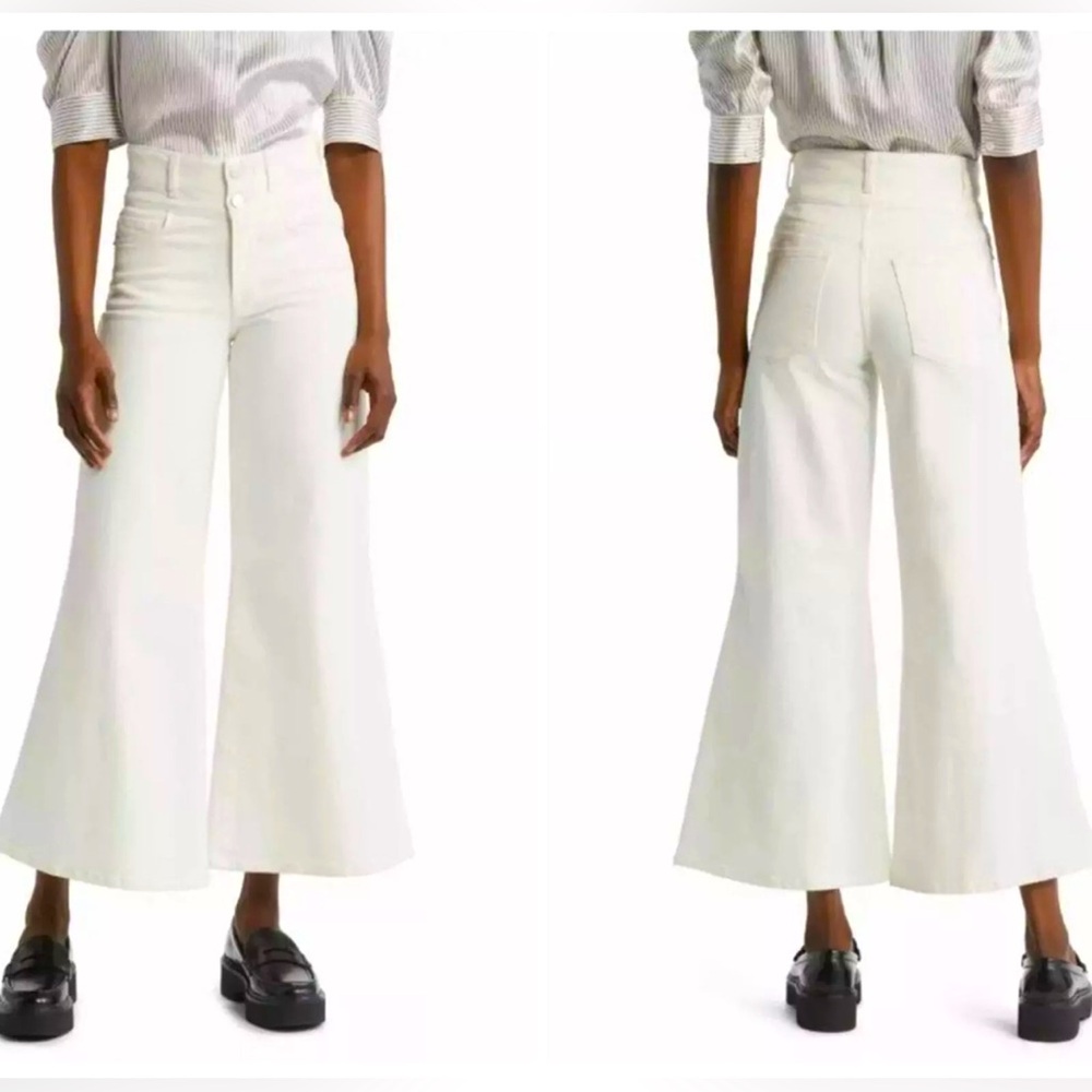 Frame X Anthropologie Le Palazzo Crop Wide Leg Jeans Au Natural Clean Sz 34 NWT